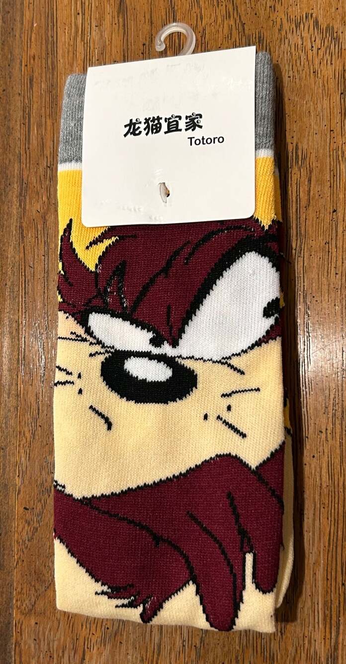 Looney Tunes Tasmanian Devil Taz Cartoon Crew Socks